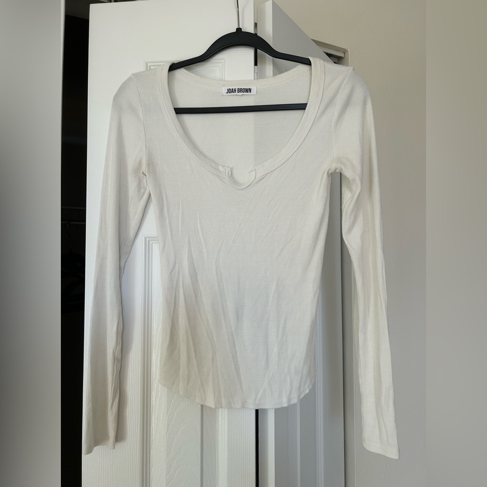 Joah Brown Ribbed Long Sleeve Top